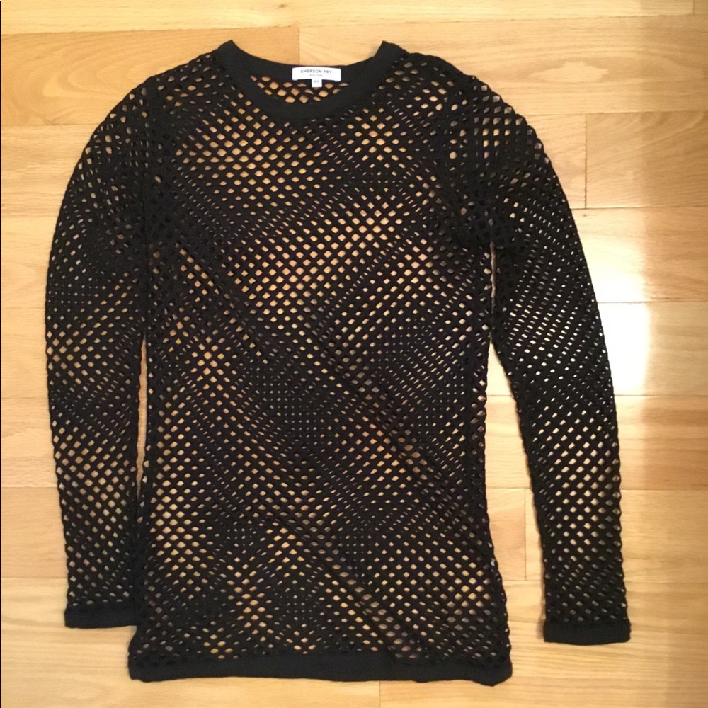 Emerson Fry-  black mesh long sleeve shirt XS